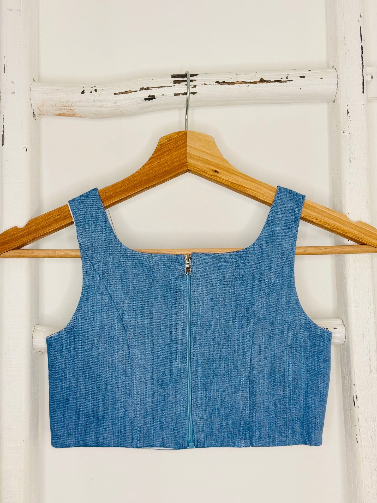 Denim Flower Corset Top