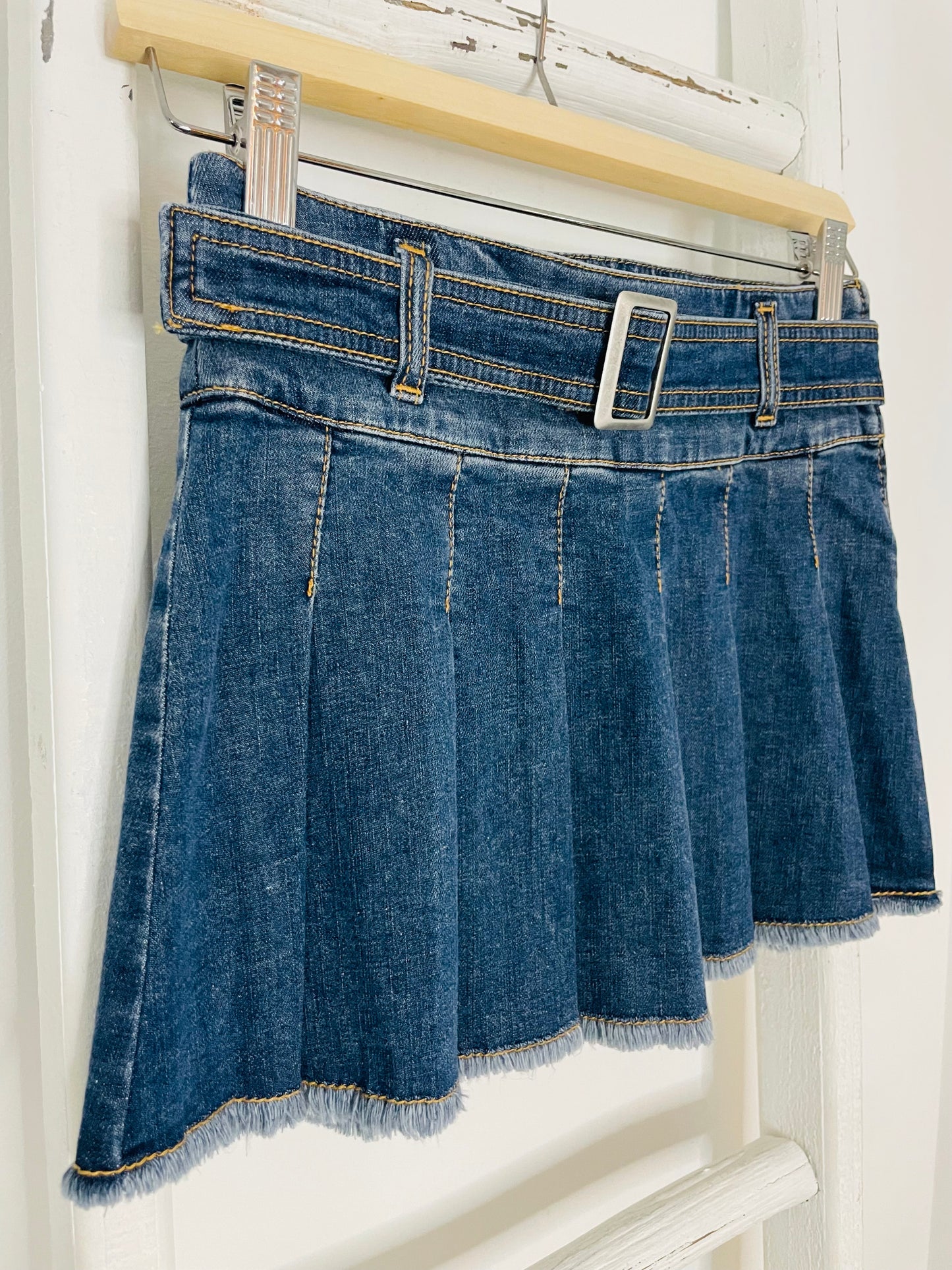 Belted Denim Skirt