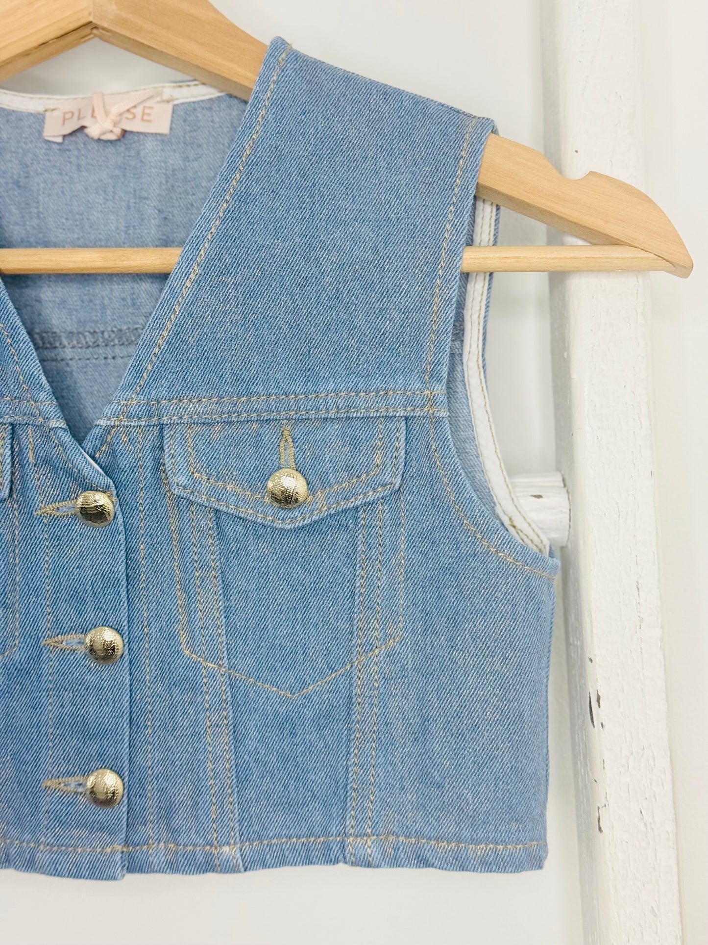 Metallic Gold Denim Vest