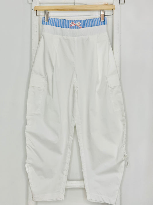 White Cargo Boxer Pants
