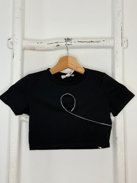 Rhinestone Crop Top Tee