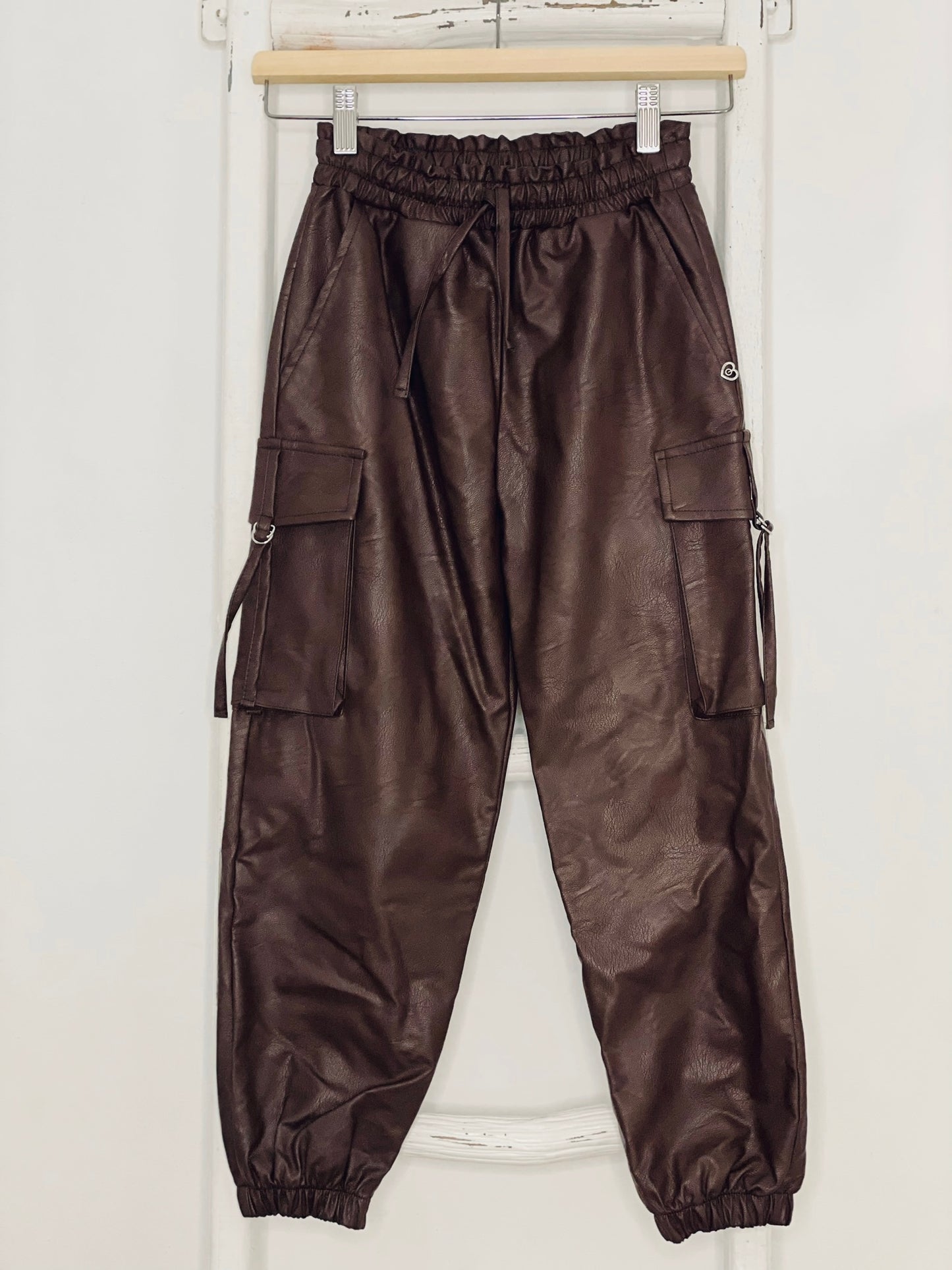 Brown Leather Cargo Pants
