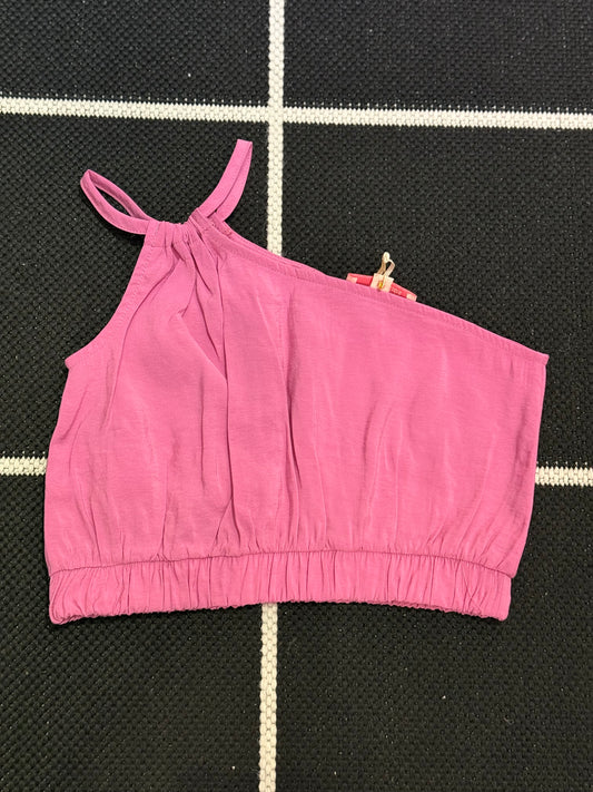 Pink One Shoulder Crop Top