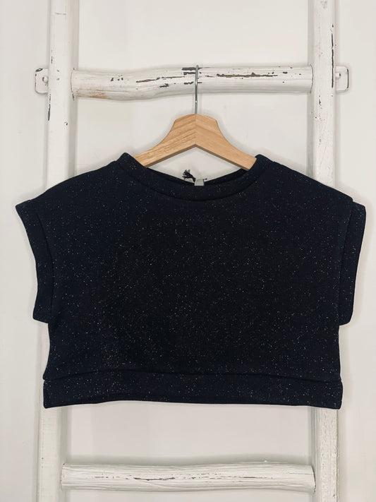 Black Shimmery Crop Top