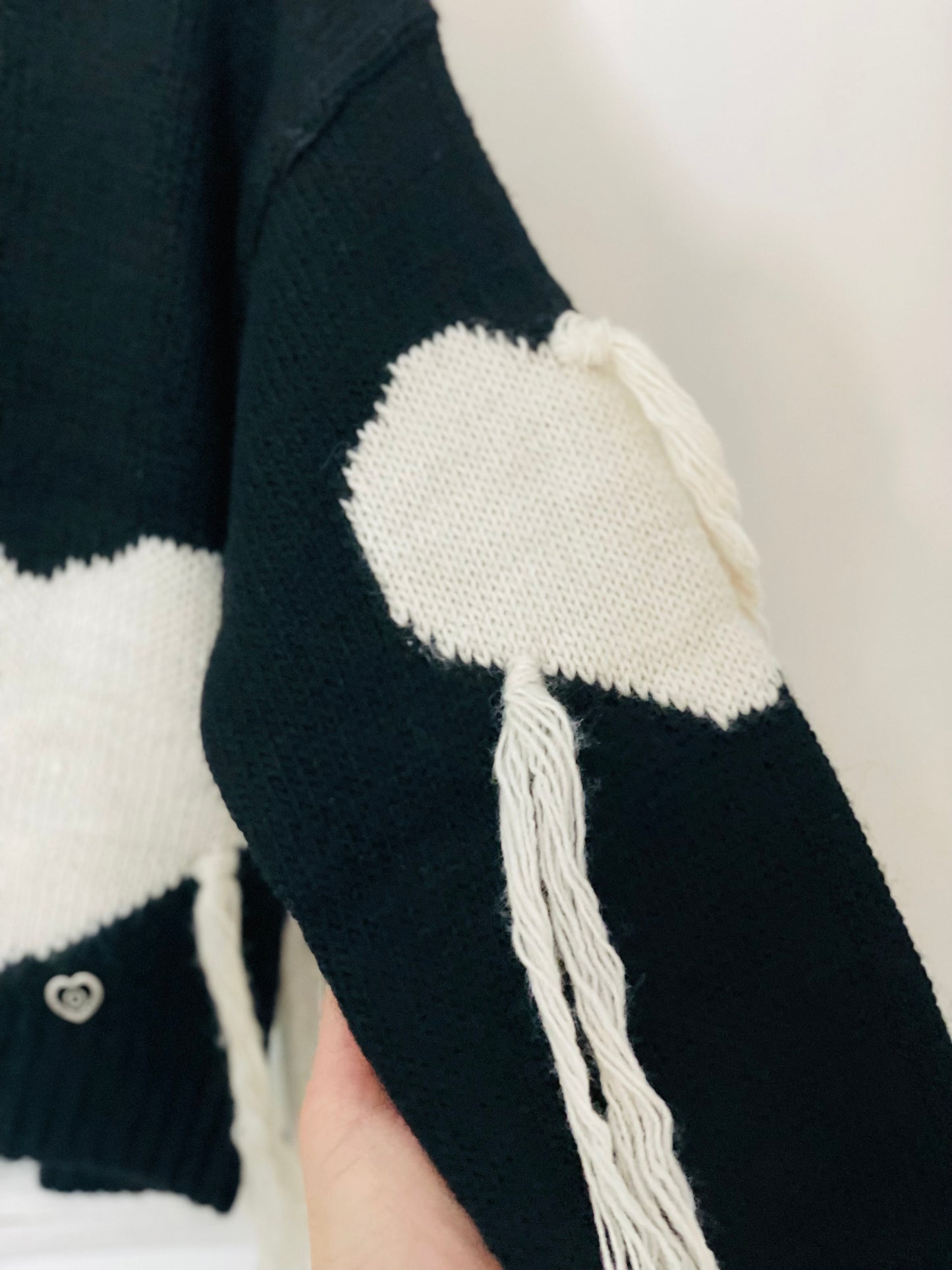 Black Heart Cream Sweater