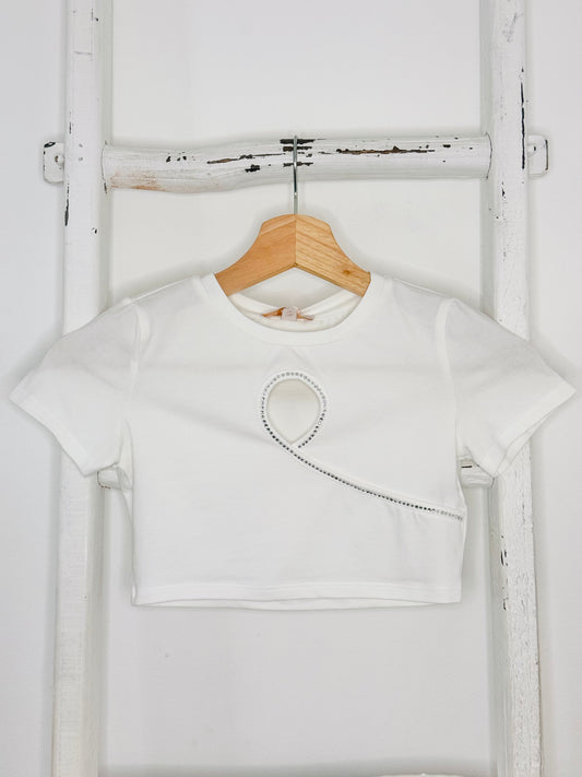 Rhinestone Crop Top Tee