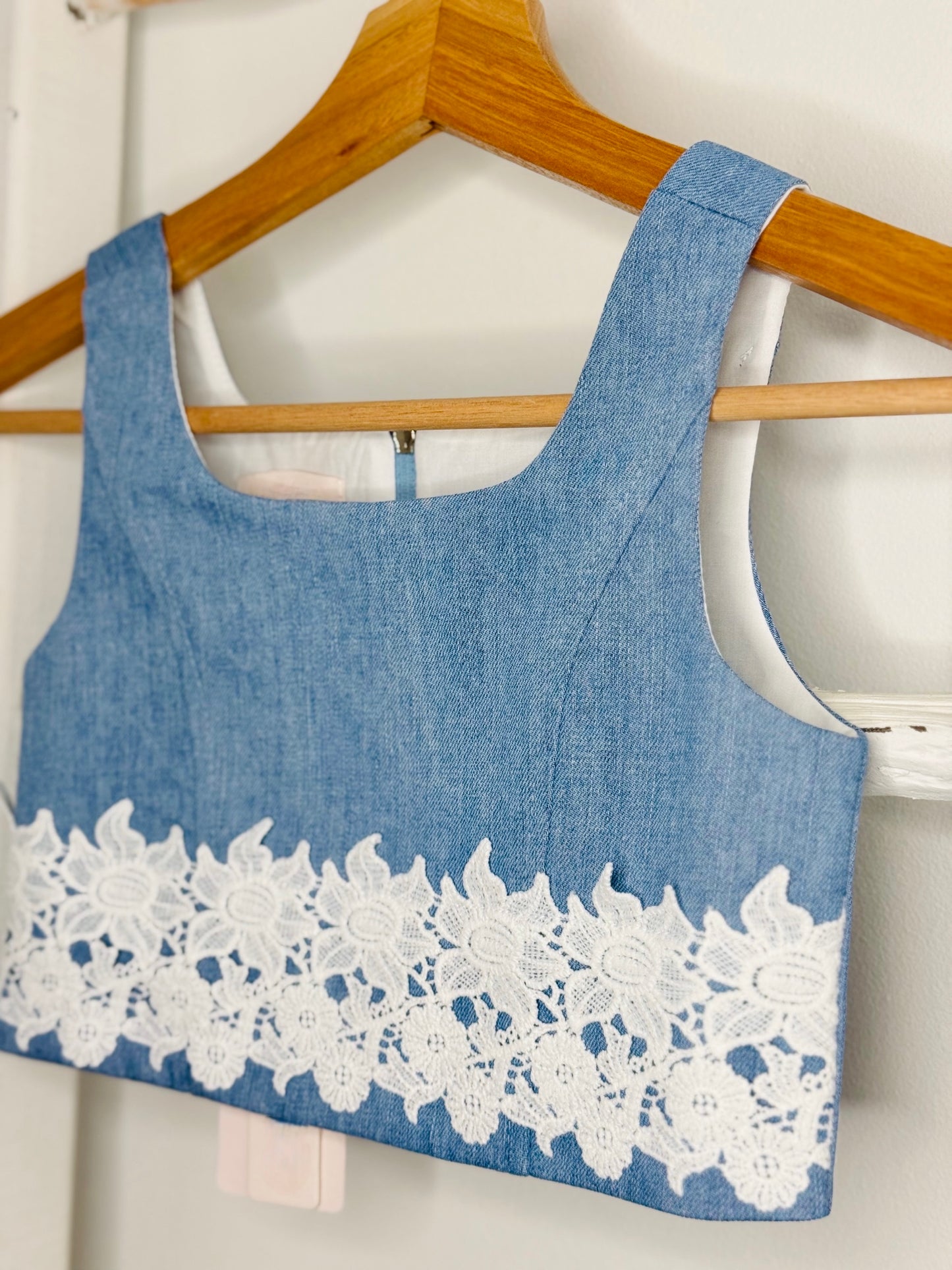 Denim Flower Corset Top