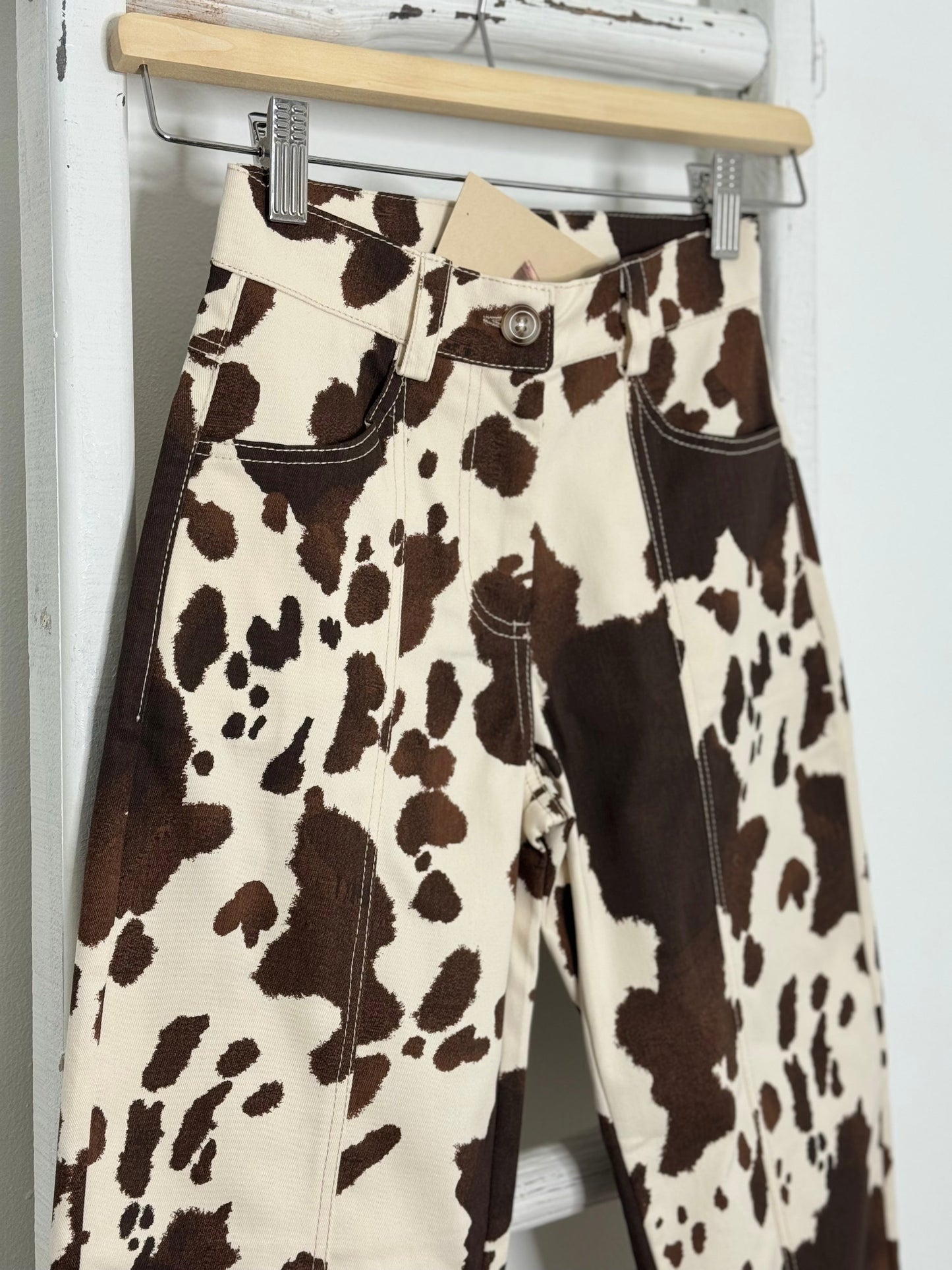 Cow Print Barrel Pants