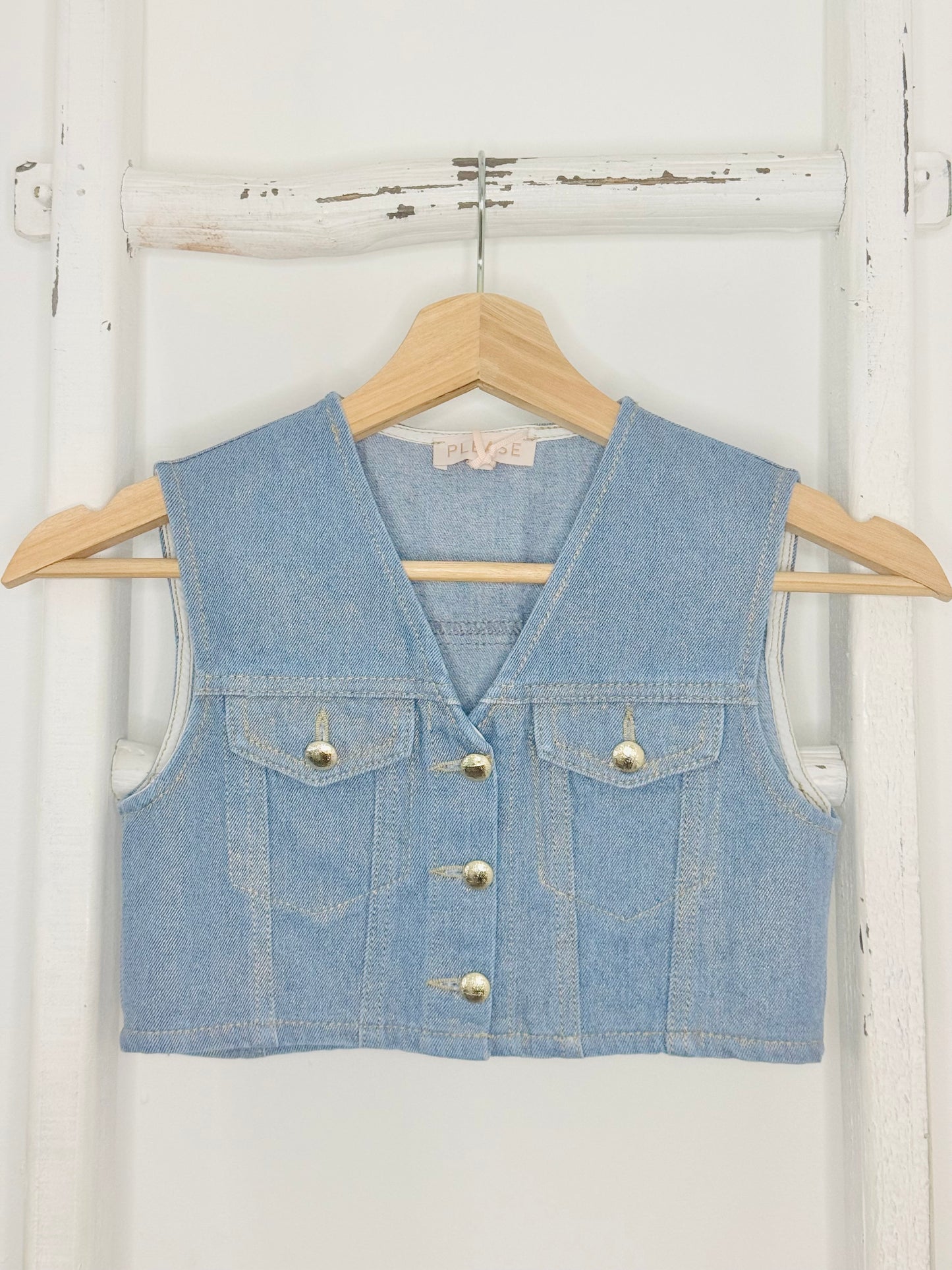 Metallic Gold Denim Vest