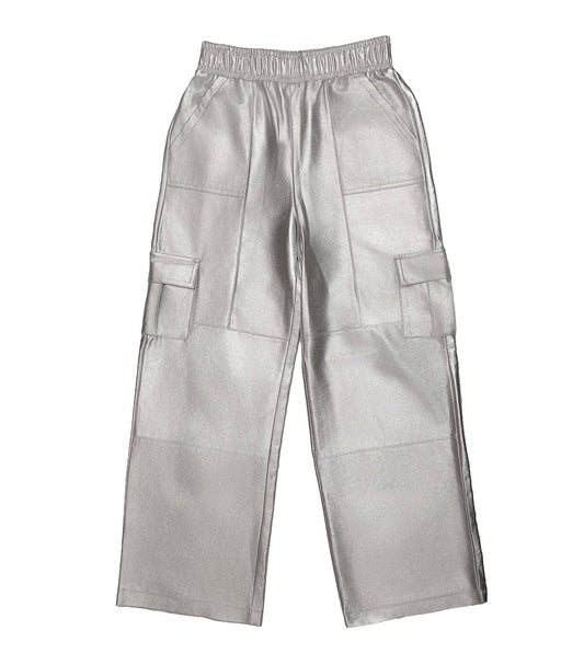 Metallic Wide Cargo Pants