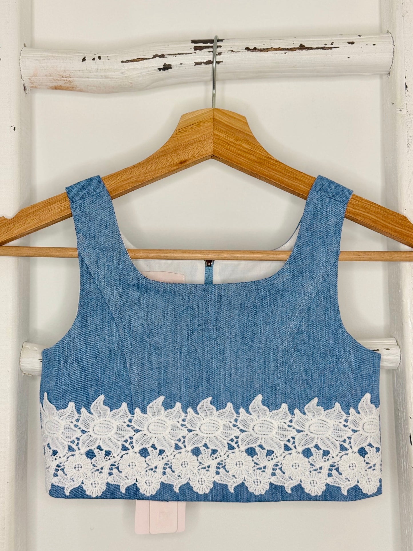 Denim Flower Corset Top