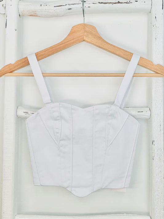 Ines White Crop Top