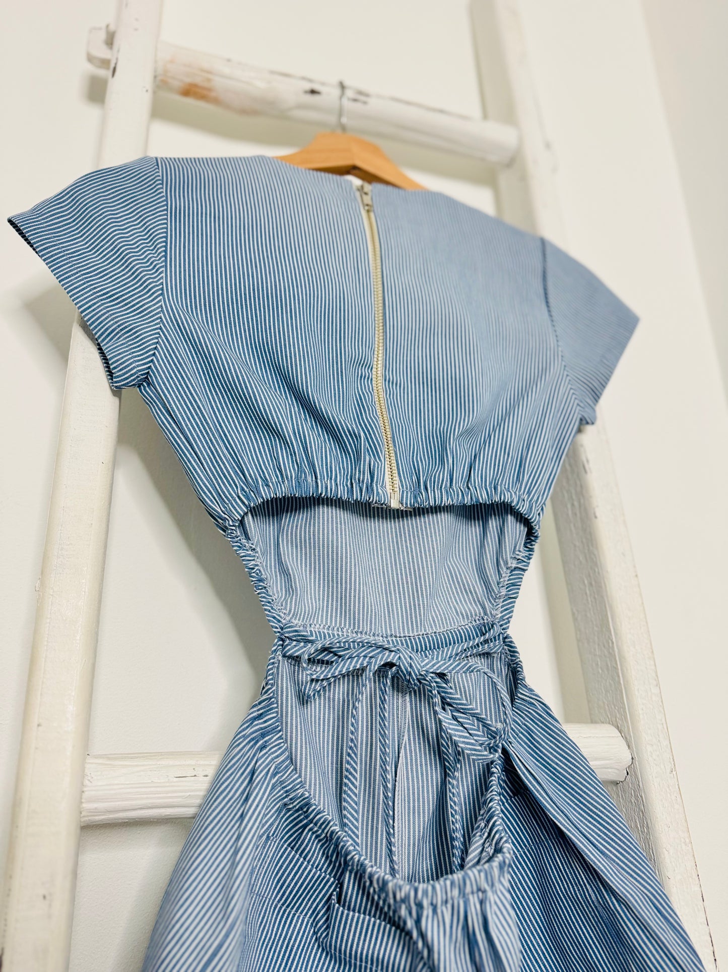 Maria Stripes Romper Lighter Wash