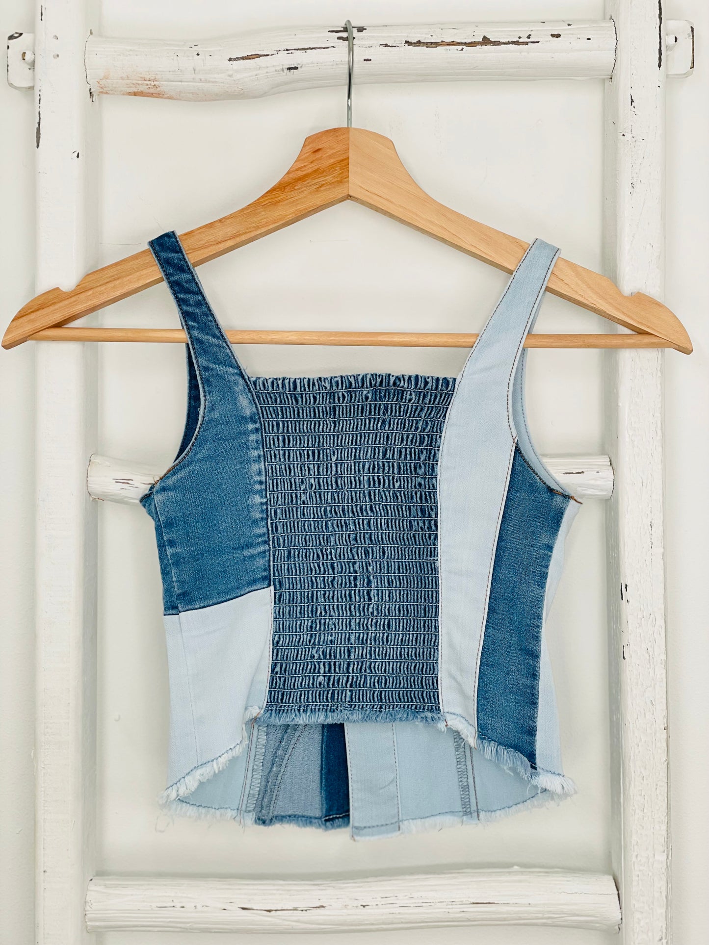 Mixed Wash Denim Top