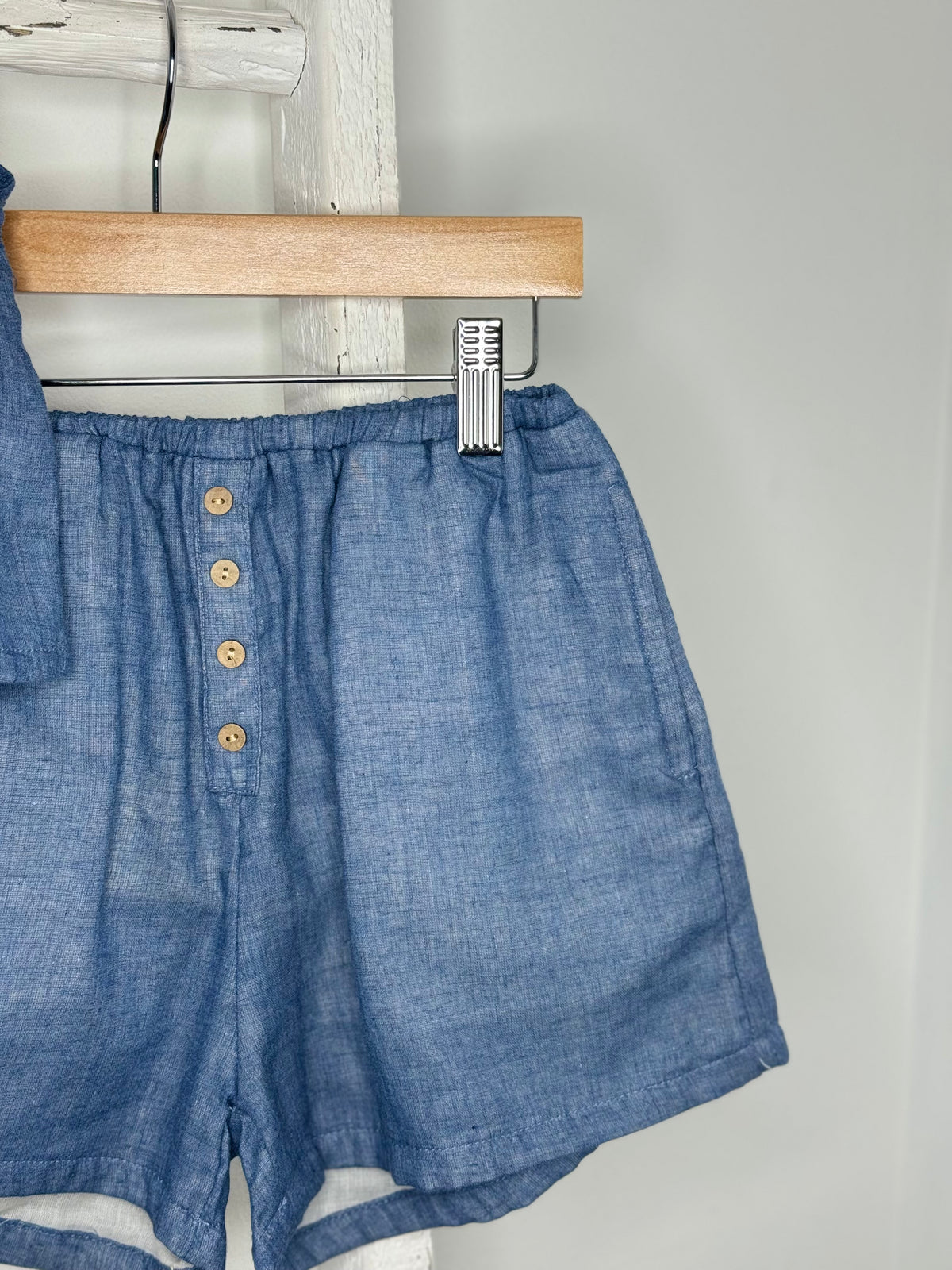 Light Denim Crop Top Set