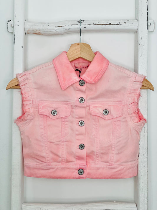 Pink Denim Vest