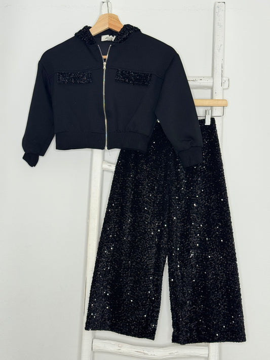 Liza Black Sequin Set