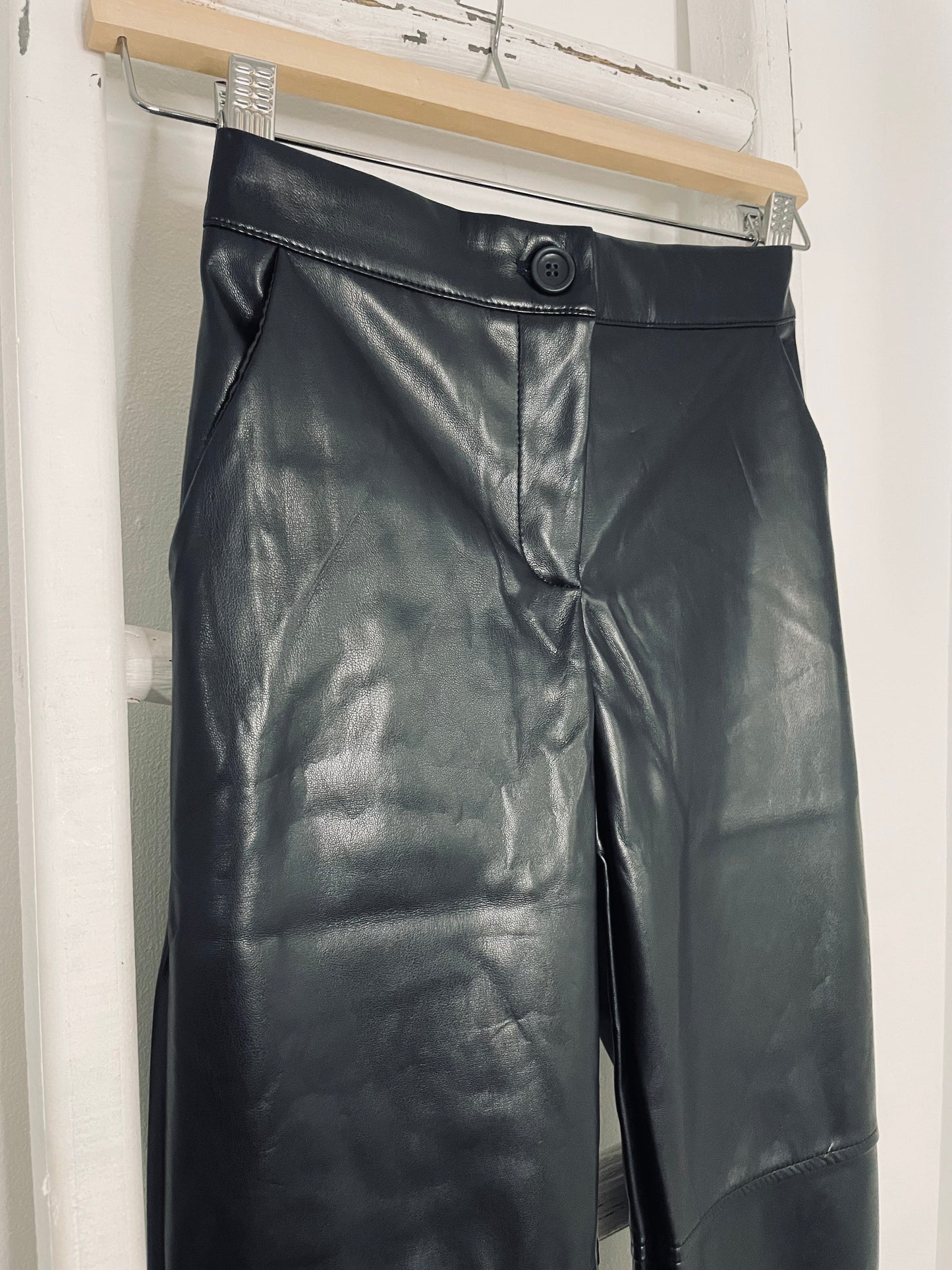 Black Leather Jogger  Pants