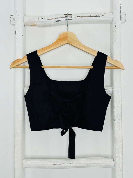 Gise Open Back Black Top
