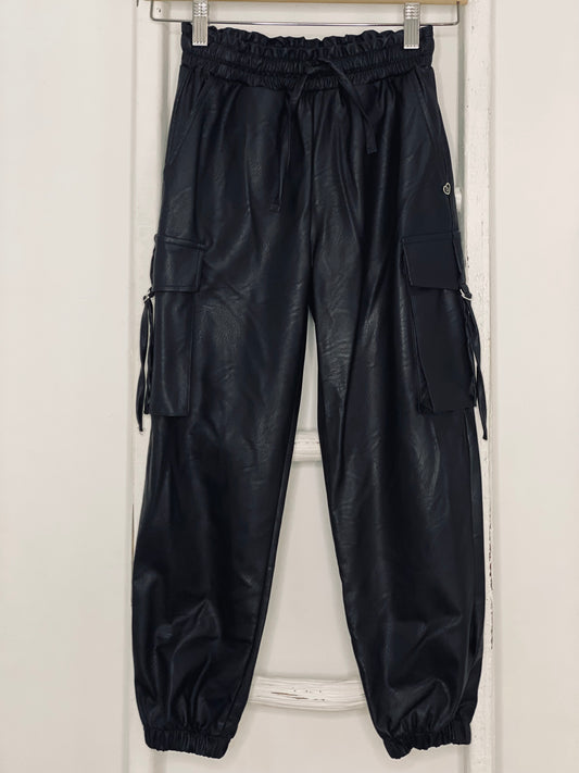 Black Leather Cargo Pants