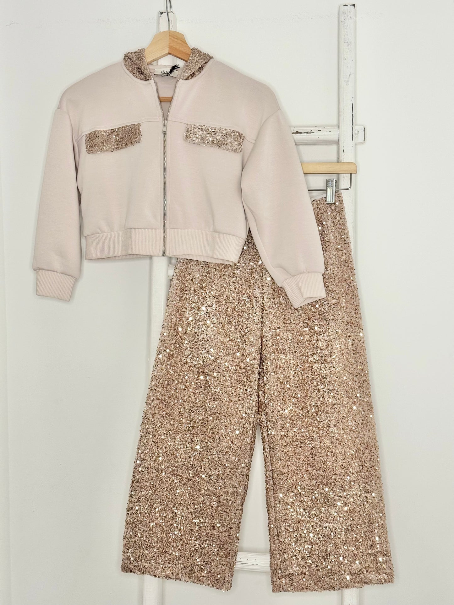 Liza Beige Sequin Set