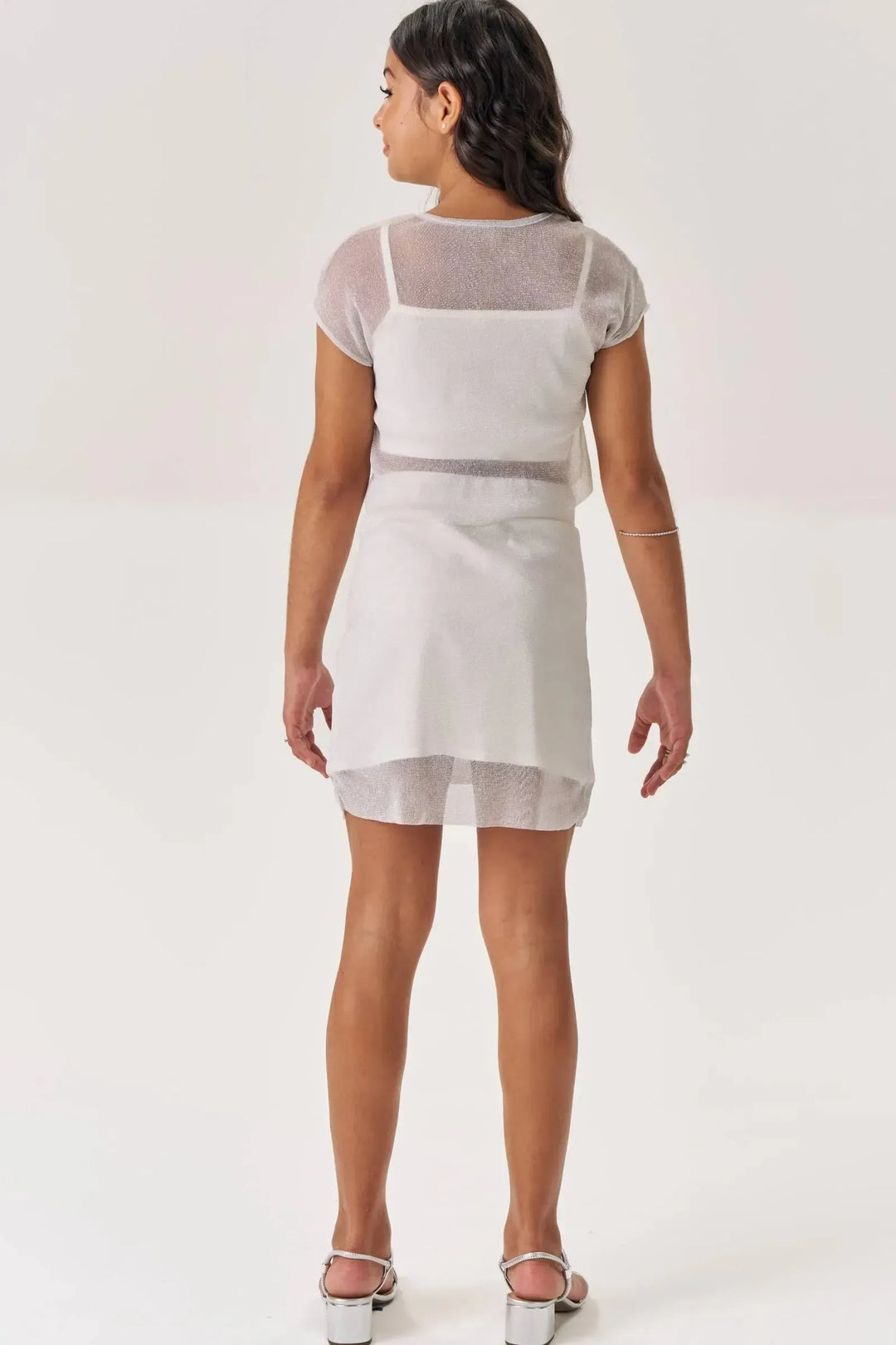 Olivia White/Silver Skirt Set