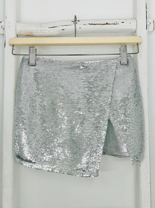 Silver Sequin Skort