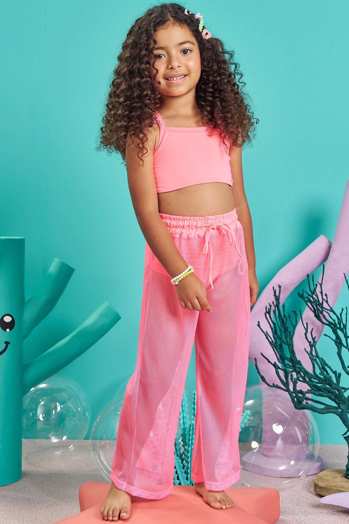 Neon Pink Mesh Cover Up