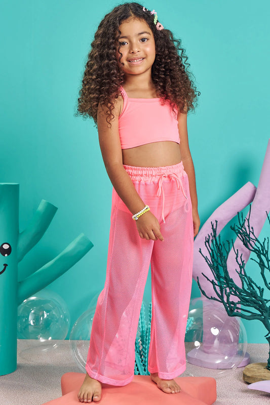 Neon Pink Mesh Cover Up