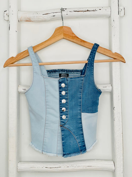 Mixed Wash Denim Top