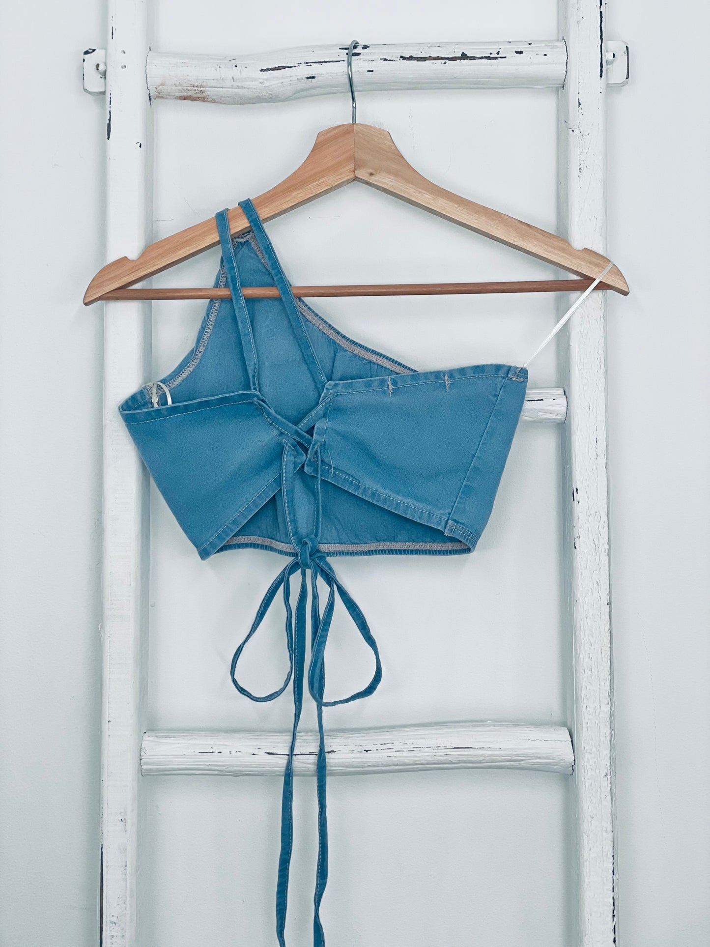 Denim One Shoulder Crop Top