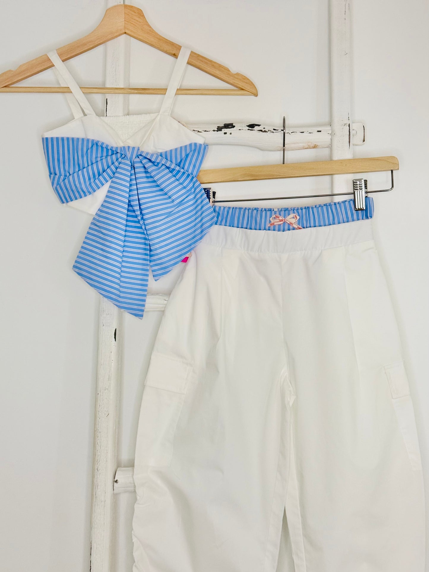 White Cargo Boxer Pants
