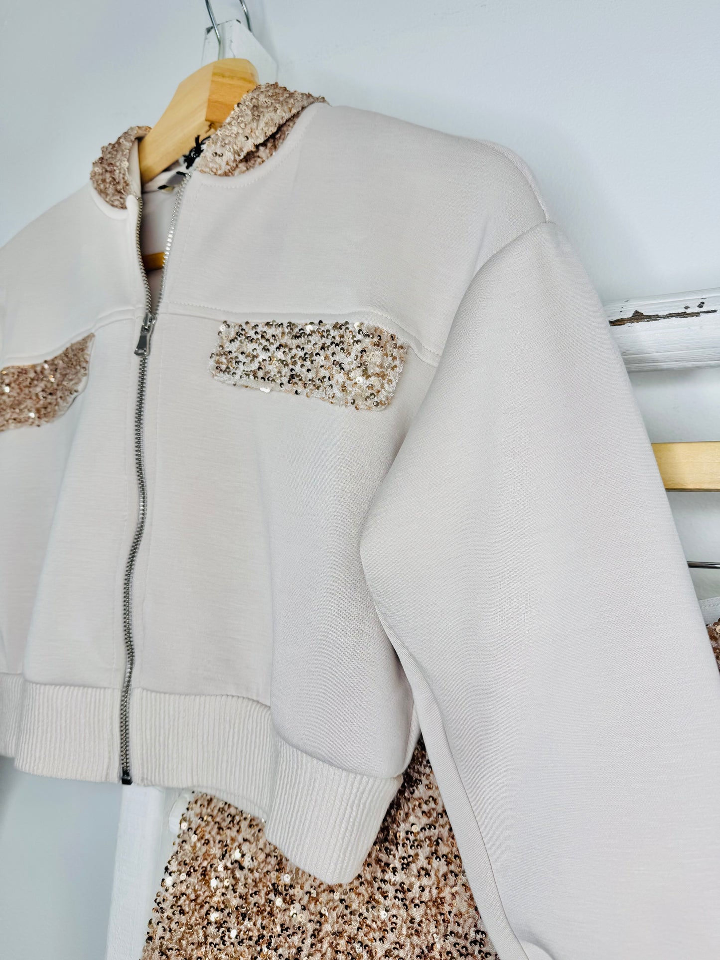 Liza Beige Sequin Set