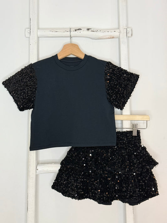 Boxy Sequin Crop & Skirt Set