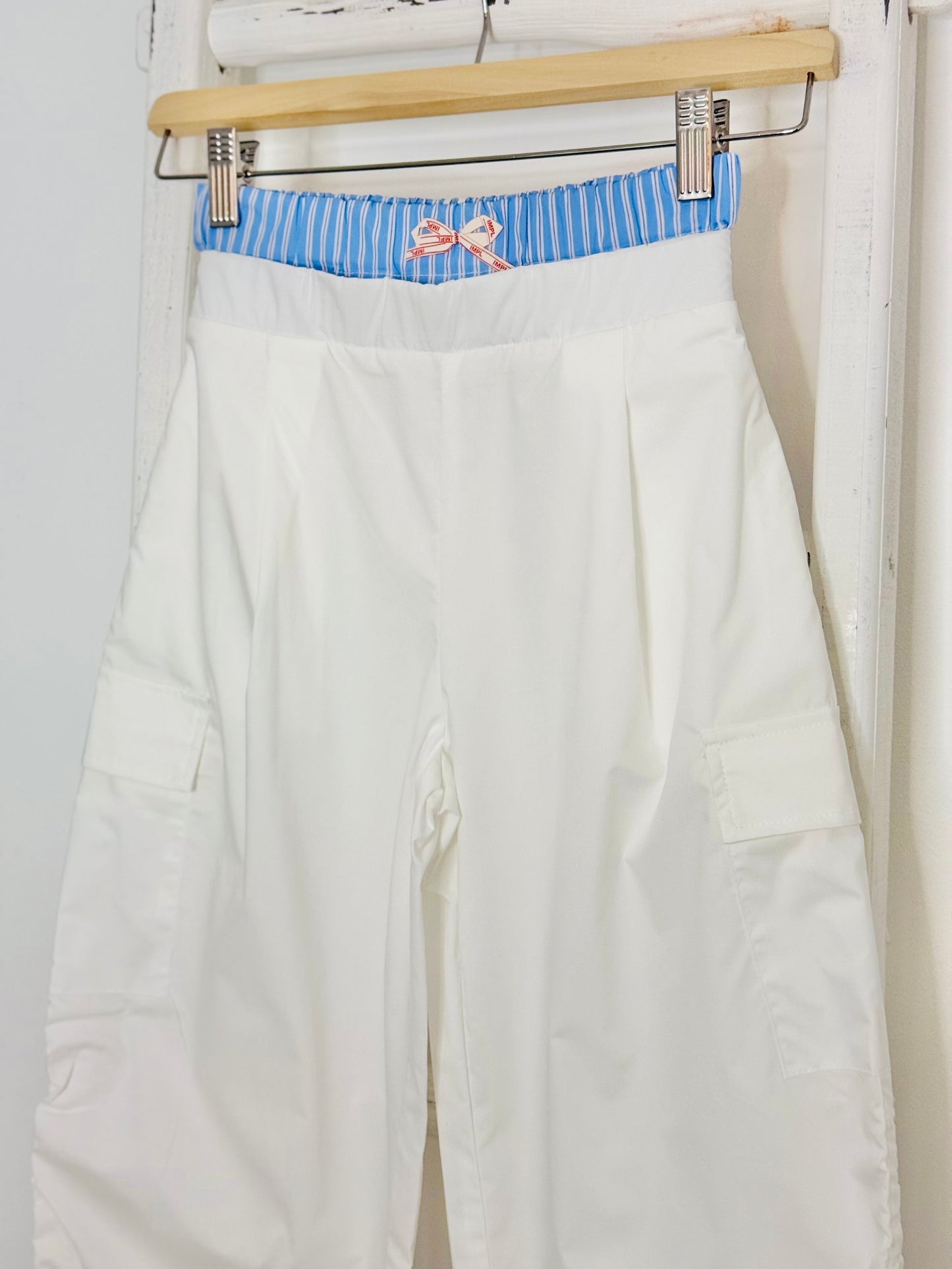White Cargo Boxer Pants
