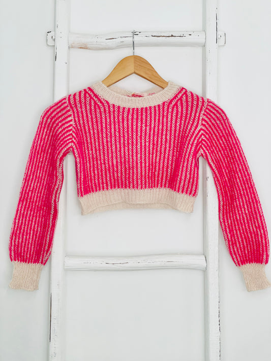 Crop Pink Striped Sweater