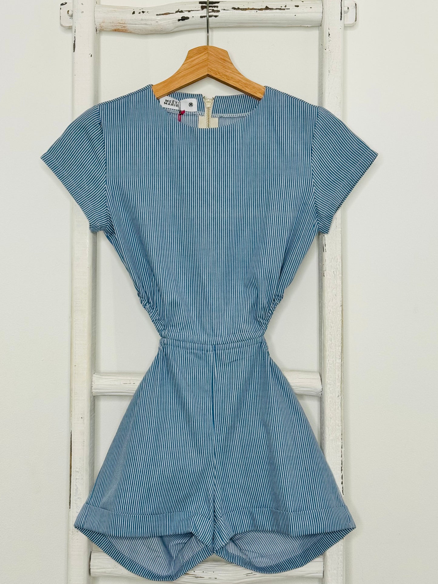 Maria Stripes Romper Lighter Wash