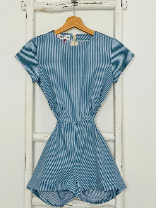 Maria Stripes Romper Lighter Wash