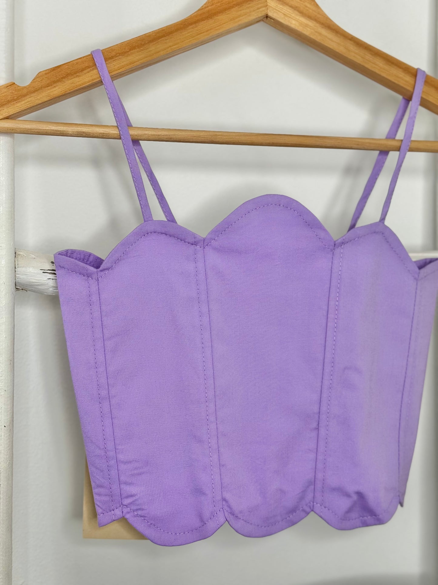 Violet Scalloped Crop Top