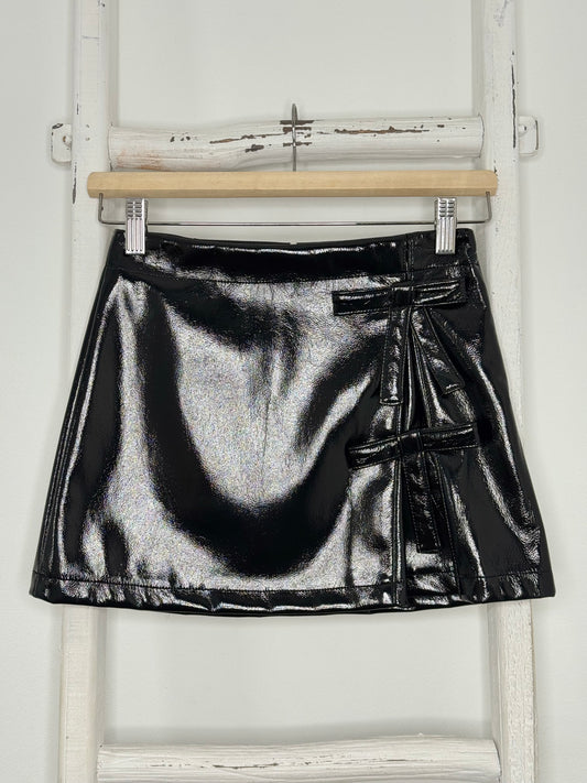 Black Leather Bow Skirt