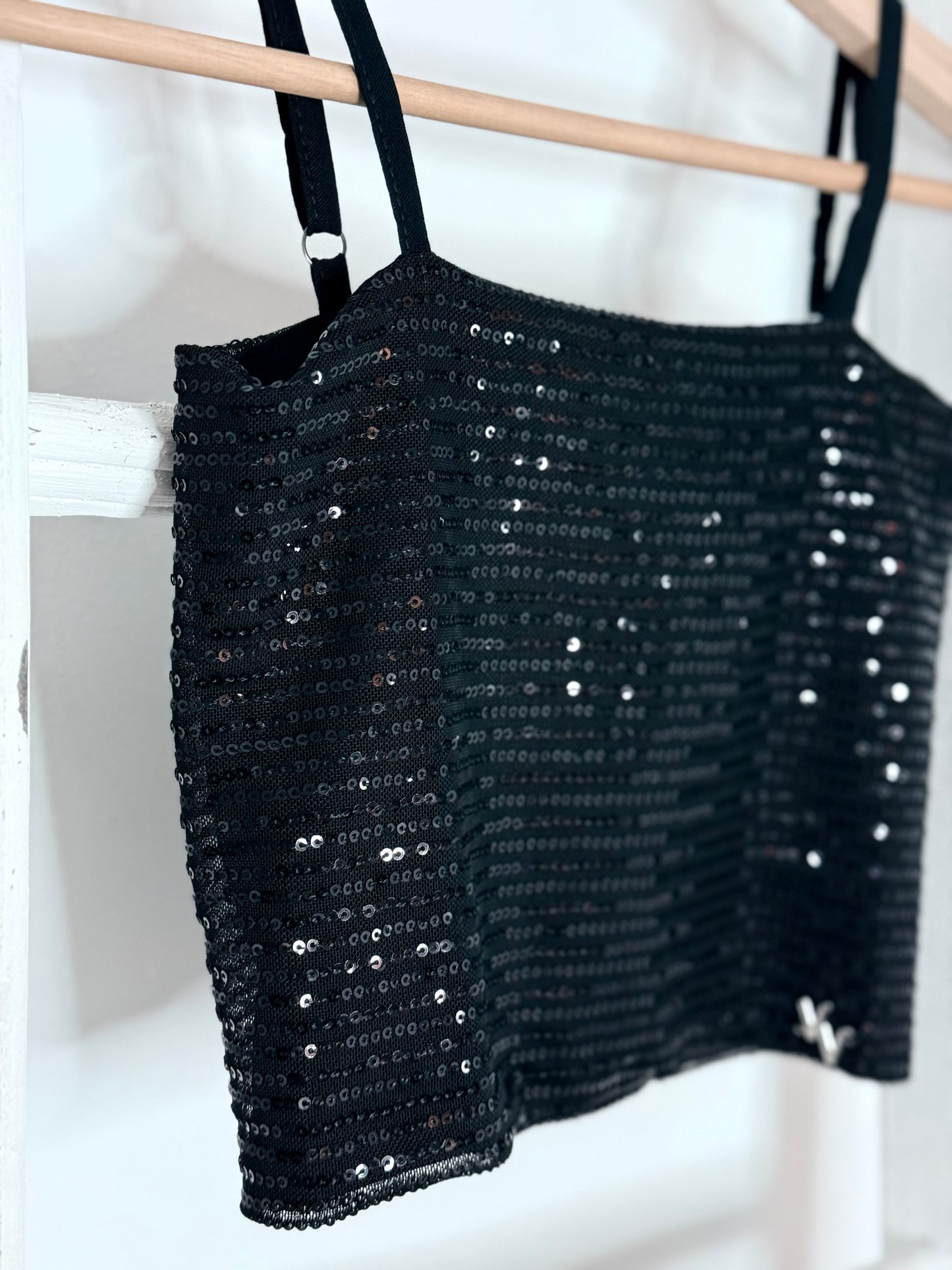 Black Sequin Crop Top