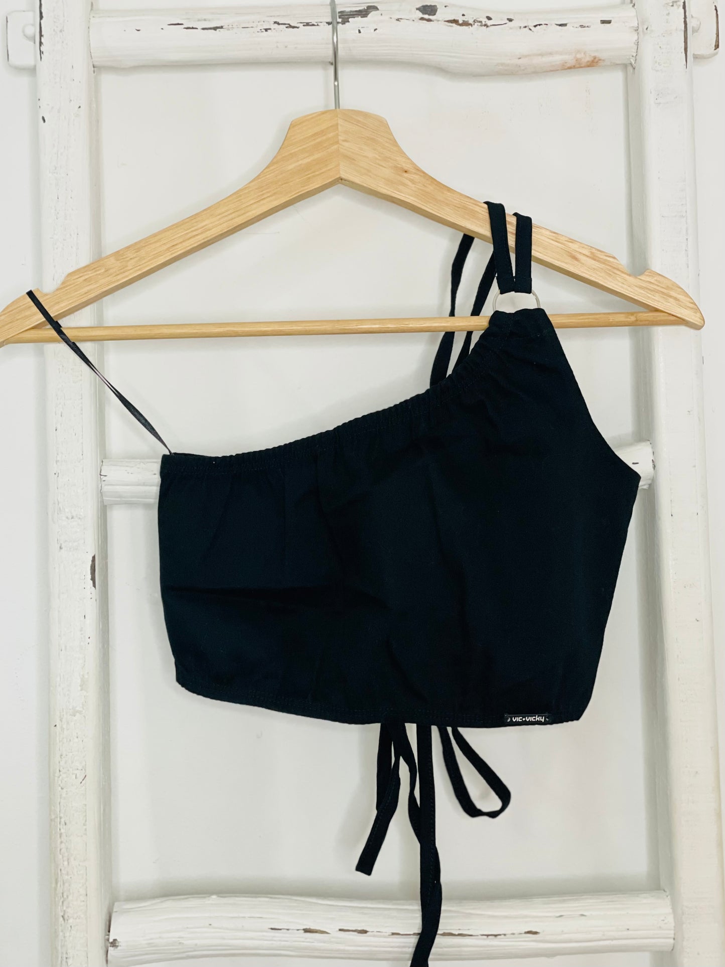 One Shoulder Black Crop Top