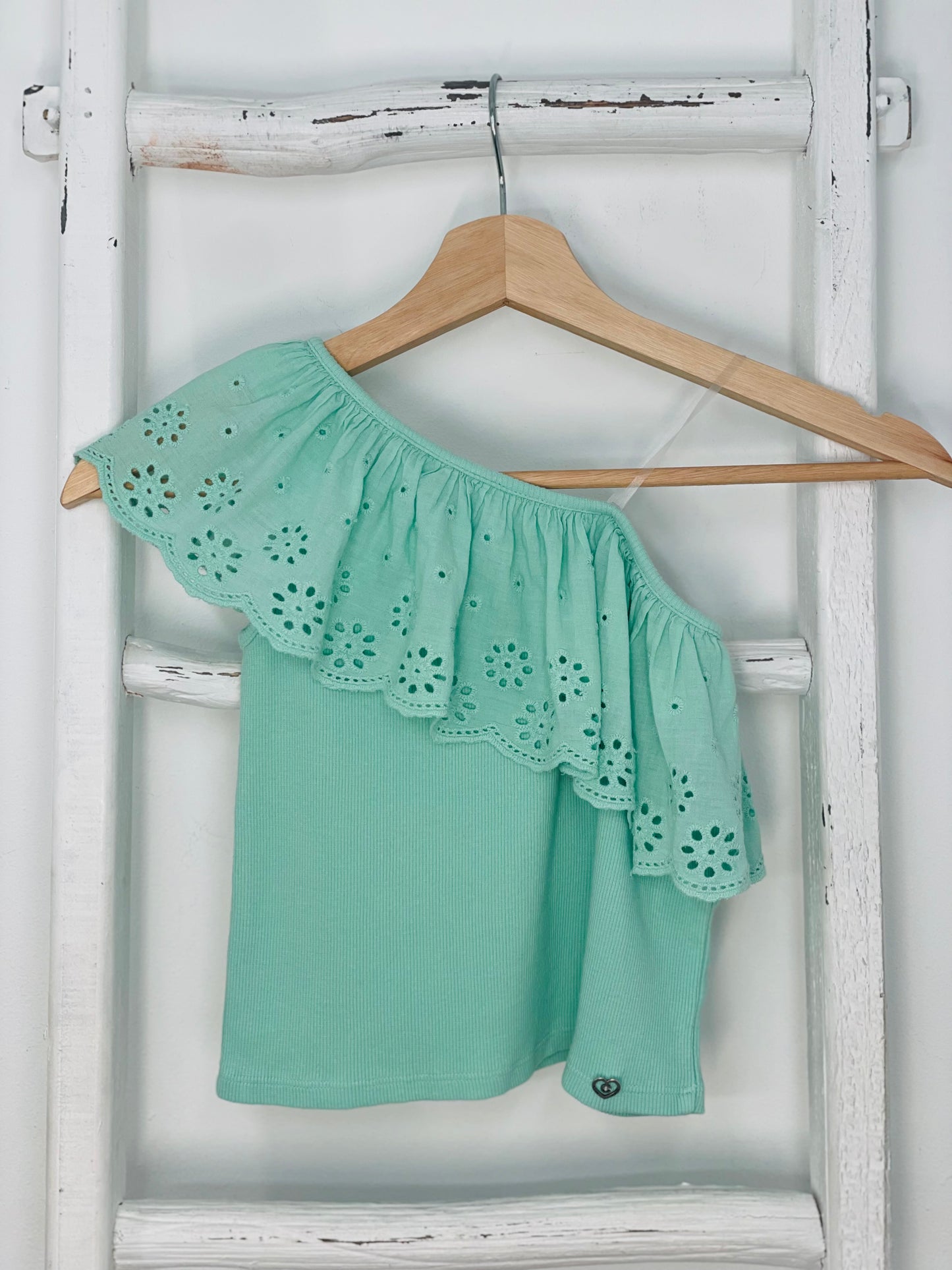 One Shoulder Eyelet Shirt