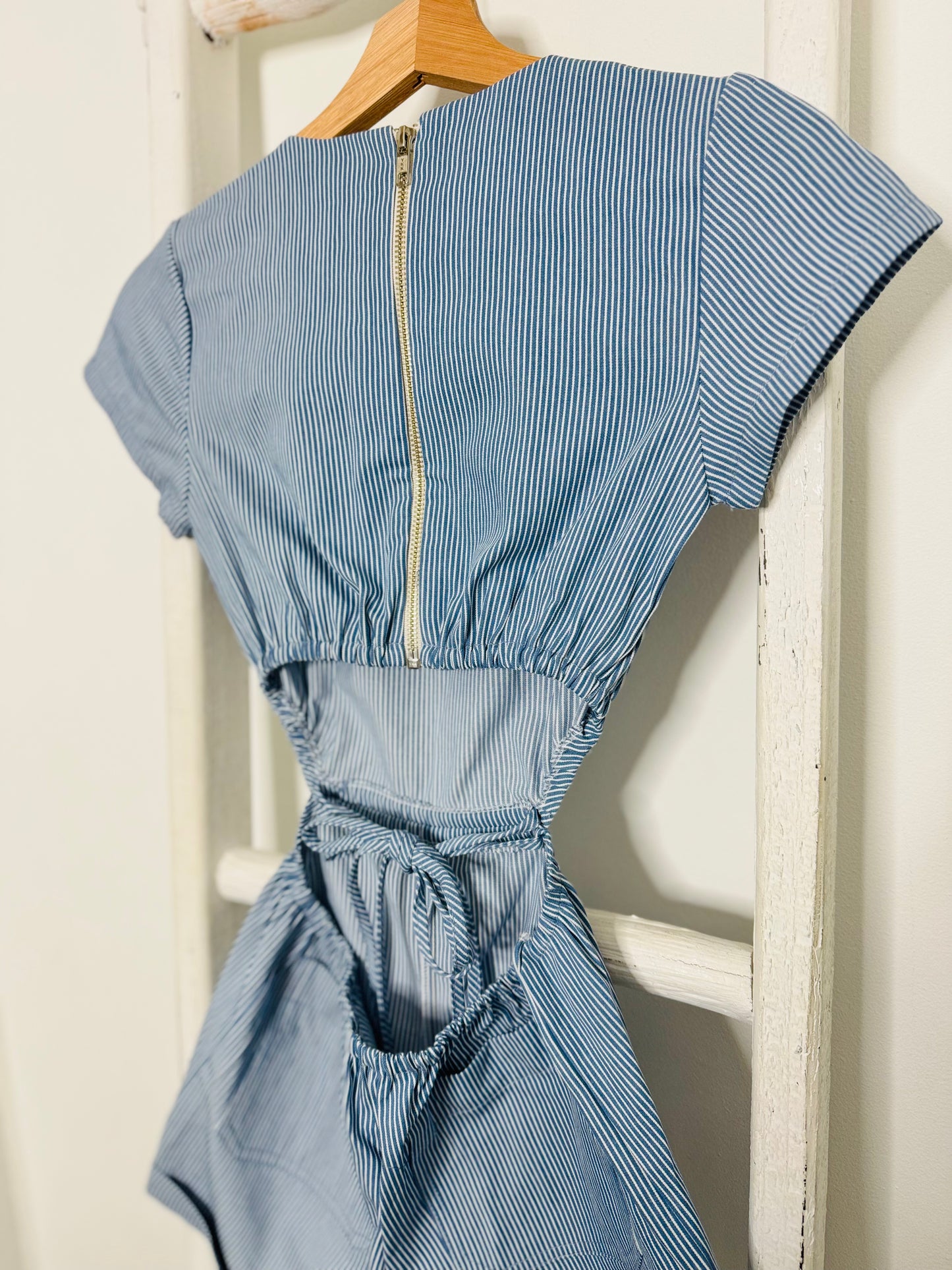 Maria Stripes Romper Lighter Wash