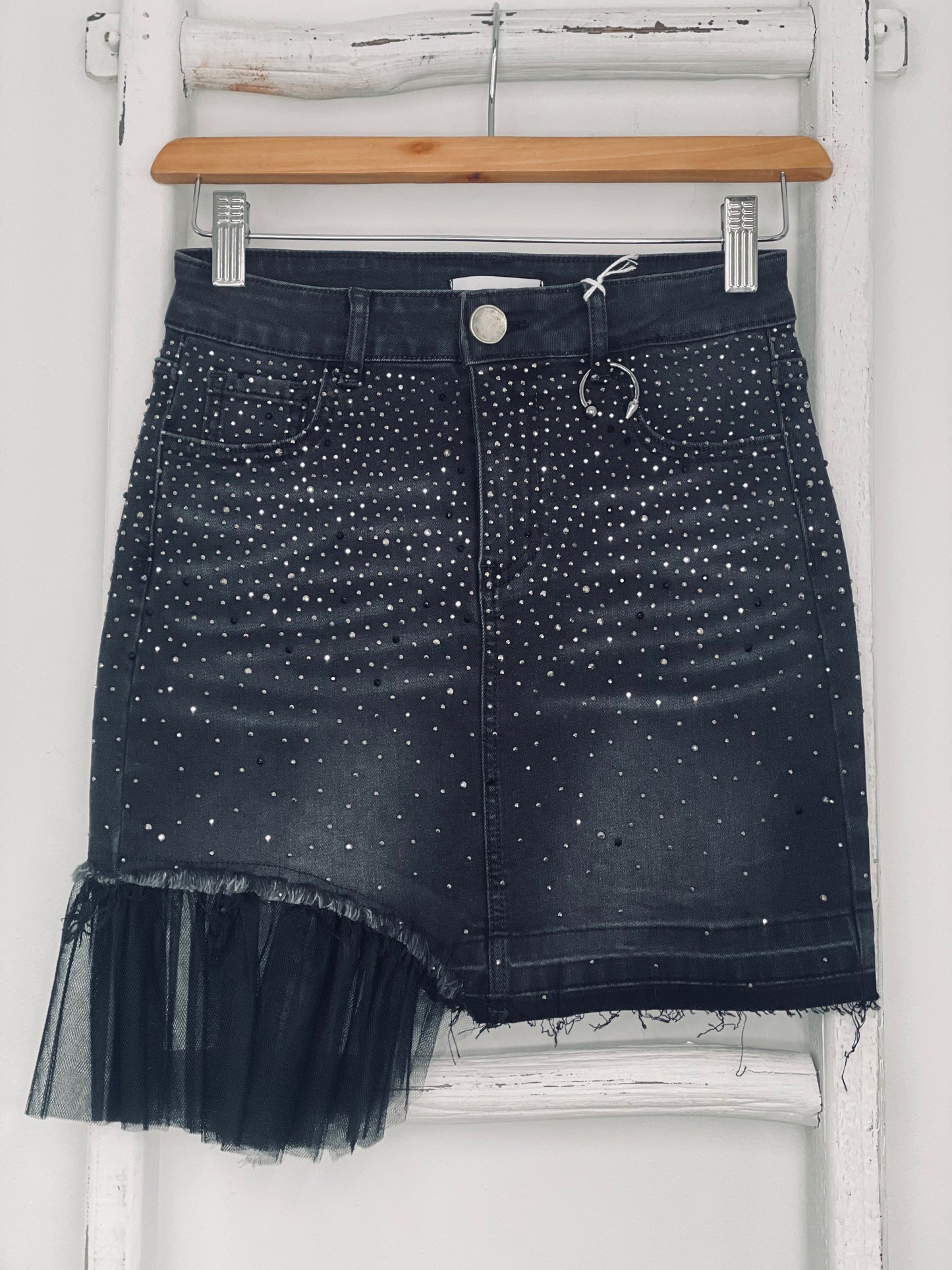 Black Rhinestones Skirt