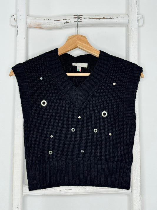 Oversized Studded Black Vest