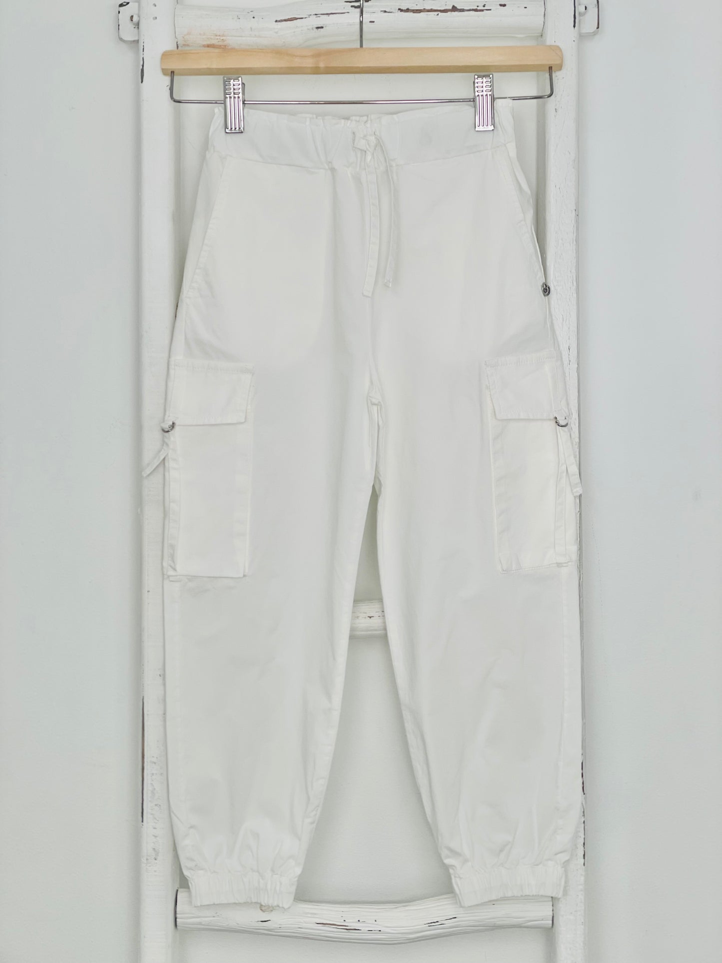 White Cargo Jogger Pant