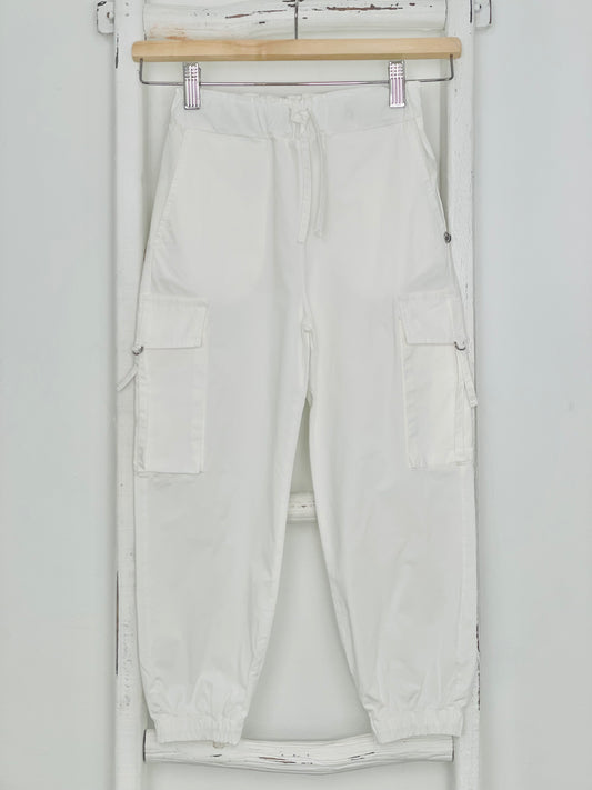 White Cargo Jogger Pant