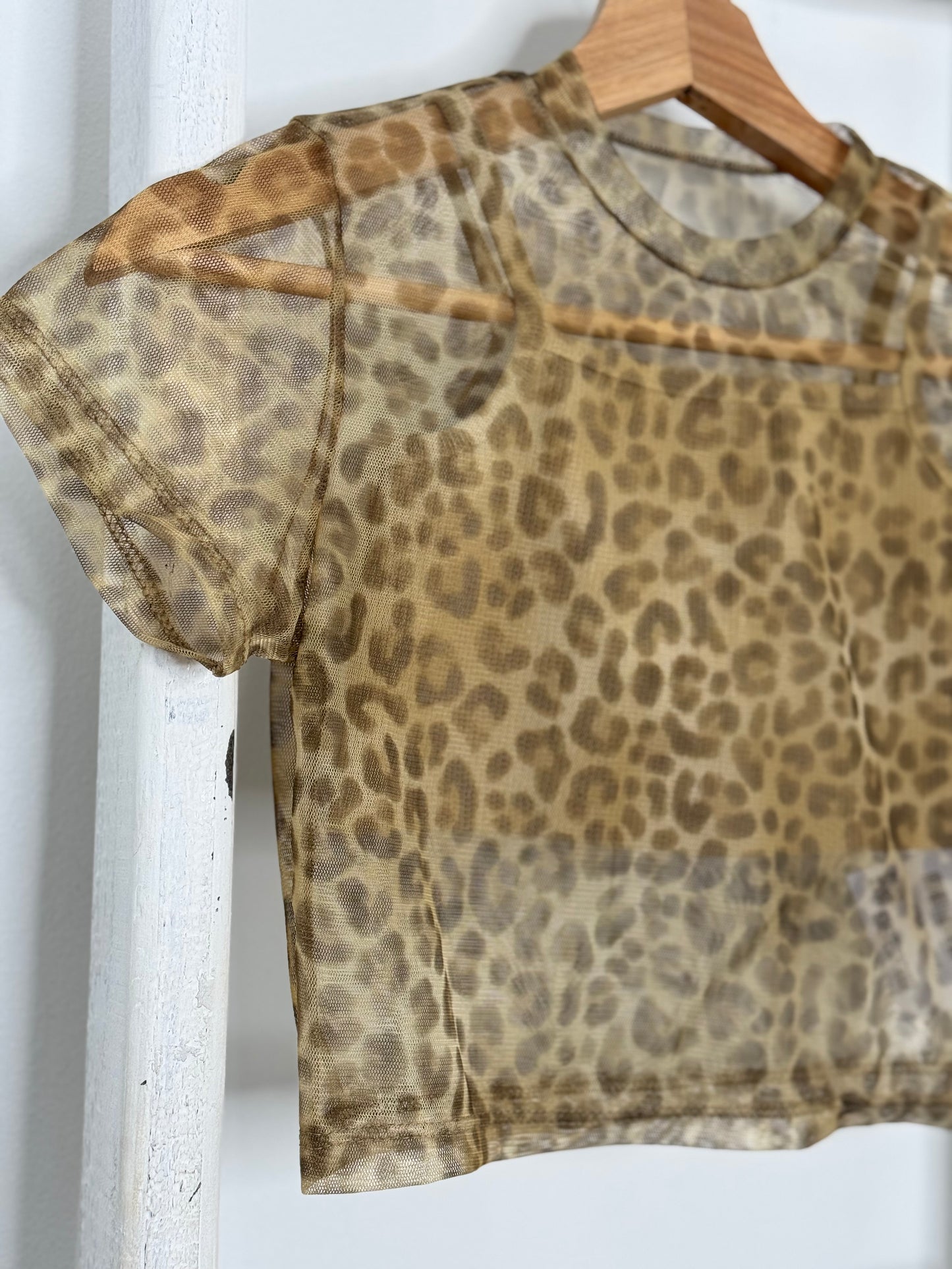 Animal Print Mesh Top
