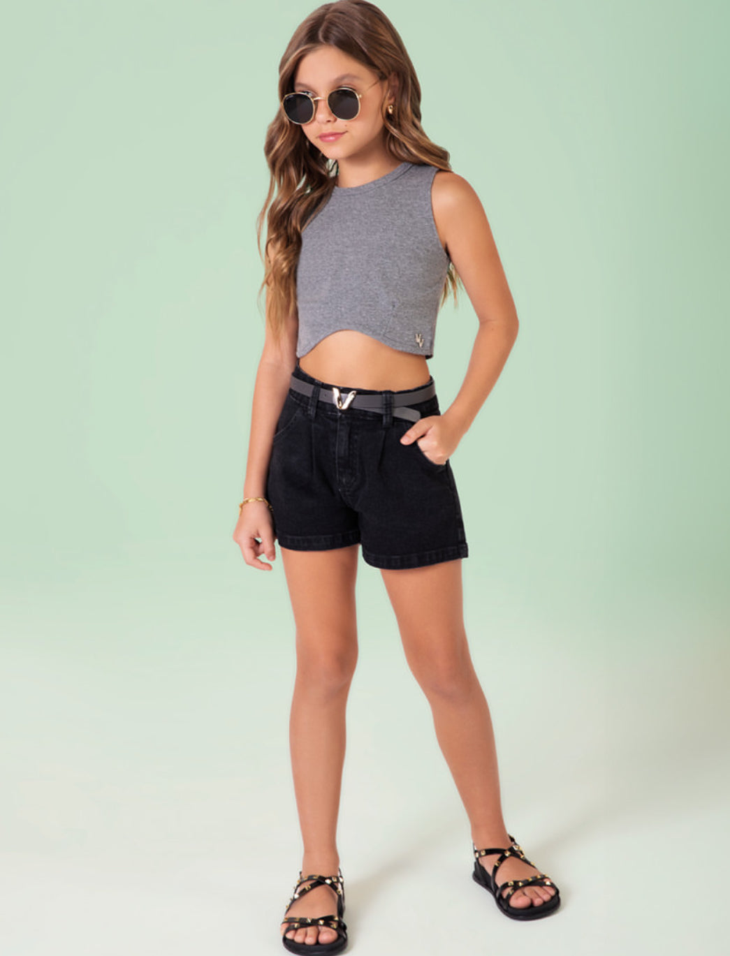 Curved  Grey Tank Top